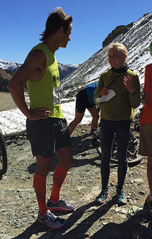 Jason Schlarb (left) after winning the 2014 Ophir Pass Hill Climb.