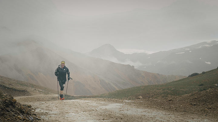 Climbing into the clouds at the Ouray 100.